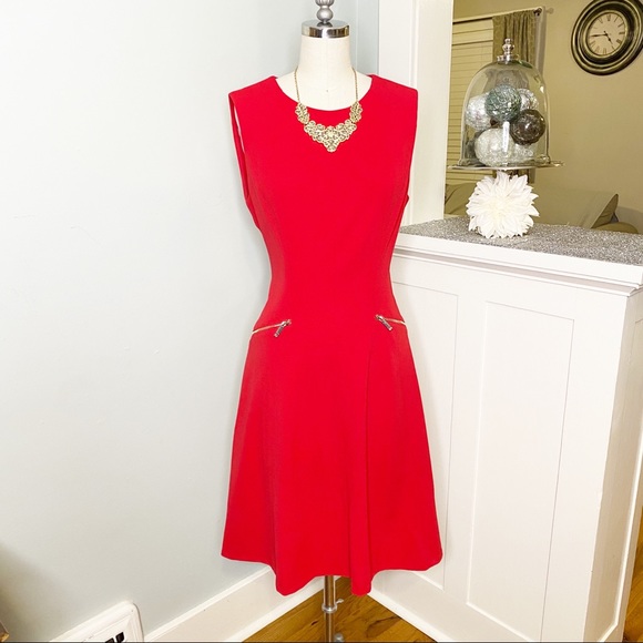 Tommy Hilfiger Dresses & Skirts - Tommy Hilfiger Red Scuba Fit & Flare Dress New